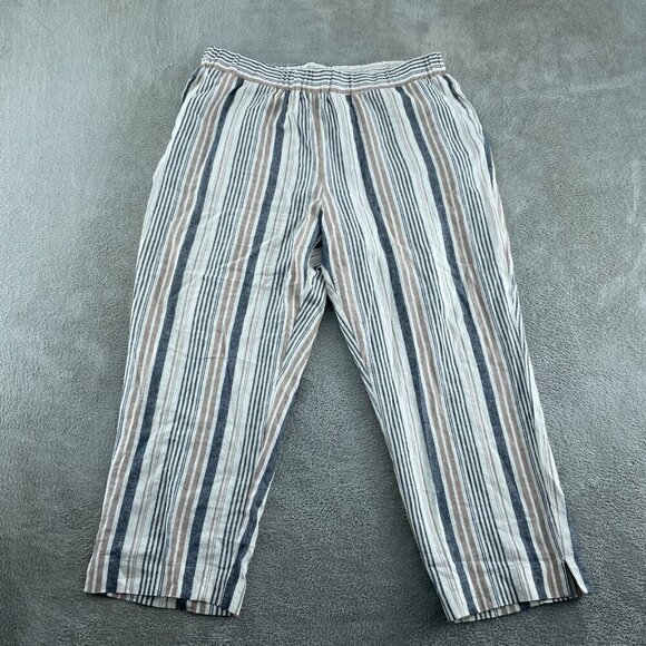 Jones & Co Womens Striped Linen-Blend Pull-On Pants 3X 3892 - Picture 1 of 10